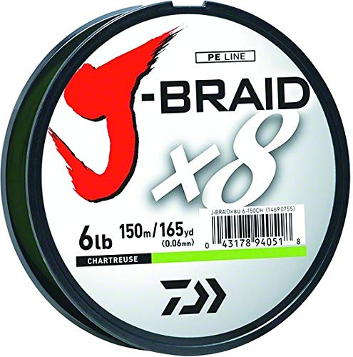 Daiwa J-Braid 150M 8-Strand Woven Round Braid Line - color: CHARTREUSE, size: 50 lb