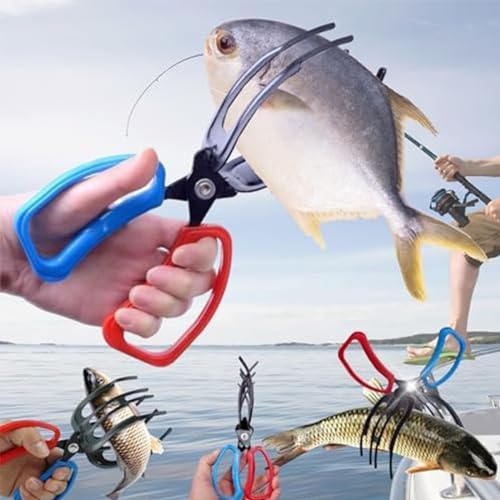 2 Packs 2/3 Claw Fish Gripper, Metal Fishing Pliers Gripper Catch Fish Control Clamp, Three Teeth Fishing Pliers Control Forceps Fishing Accessories for Most Freshwater Fish Grip Tackle Holder - color: 2 packs