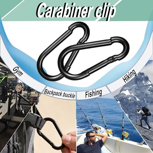 Black Carabiner, Heavy Duty Galvanized Steel Spring Snap Hook Carabiner Clips with 770LBS Holding Capacity, Ideal for Outdoor, Hammock, Swing and Travel (10PCS M10 4Inch) - size: 10PCS-M10, style: Black