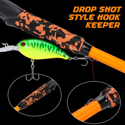 Sougayilang Baitcaster Combo – IM7 Graphite M/MH 2-Piece Travel Rod, 6.3:1 High-Speed Reel,18LB Drag for Bass, Catfish, Trout, Panfish - size: Orange-Left handle-6'10''-Medium