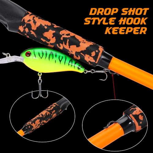 Sougayilang Baitcaster Combo – IM7 Graphite M/MH 2-Piece Travel Rod, 6.3:1 High-Speed Reel,18LB Drag for Bass, Catfish, Trout, Panfish - size: Orange-Left handle-7'00''-Medium Heavy