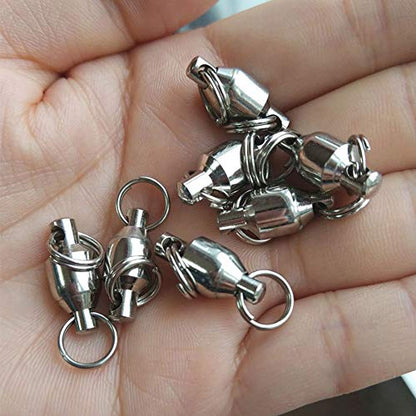 25/50pcs Ball Bearing Swivel Fishing Stainless Split Ring Fish Hooks Connectors for Saltwater 7LB-132LB - size: 8#-1.38"/88LB- 25PCS