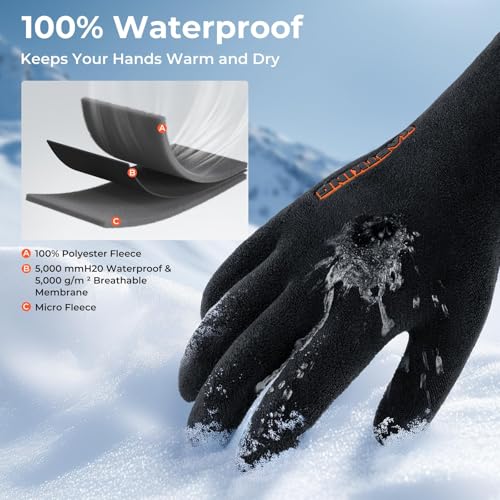KastKing HydroSense Waterproof Fishing Gloves, 100% Waterproof and Breathable Cold Weather Fishing Gloves, Ideal for Ice Fishing, Winter Fishing & Outdoor Winter Sports, Fishing Gloves Men Women