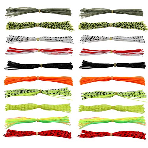 Silicone Jig Skirts Material Squid Rubber Jig Head Lures Spinnerbaits Buzzbaits Fly Fishing Material Crystal Flash bass jig Skirts Replacement Fishing DIY Accessory - color: 20 Bundles-B
