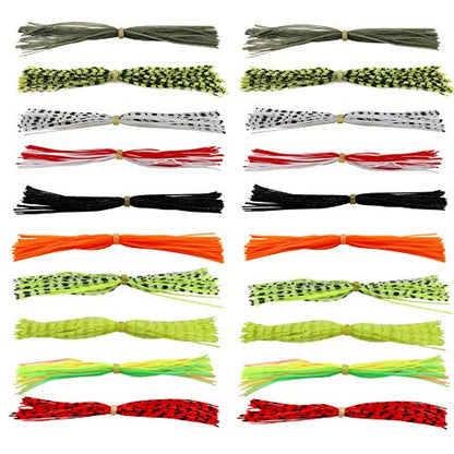 Silicone Jig Skirts Material Squid Rubber Jig Head Lures Spinnerbaits Buzzbaits Fly Fishing Material Crystal Flash bass jig Skirts Replacement Fishing DIY Accessory - color: 20 Bundles-B