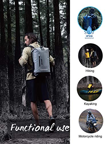 IDRYBAG Waterproof Backpack for Men 20L/30L/40L, Floating Dry Bag Kayak, Dry Backpack Hiking - color: Gray, size: 30L