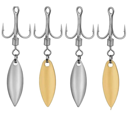 30pcs Bladed Treble Hooks Willow Blade Replacement Treble Hooks Trout Bass 6# Hook - color: Gold 30pcs