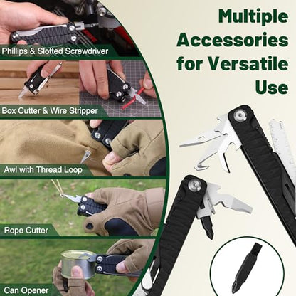 MOSSY OAK 17-in-1 Multitool Pliers CNC-Machined Steel G10 Handle | Includes nylon sheath and belt clip with anti-slip G10 handle for camping, hiking, hunting, survival, and EDC use - style: 17-in-1 with CNC Pliers & G10 Handle