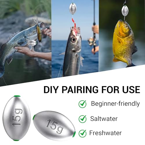 Fishing Egg Lead Sinkers Kit, 20pcs/25pcs Oval Shot Drop Weights Sinker for Bass Carp Catfish Saltwater Freshwater Casting Bottom Fishing Tackle (0.35oz/0.53oz/0.7/1oz) - color: 1/2oz-25pcs