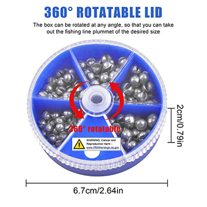 Split Shot Fishing Weights Kit, 4.23oz/Box Round Split Shot Fishing Sinkers Removable Small Fishing Egg Weights Fishing Gear Tackle 7 Sizes - color: 120g Blue Box Kit (5 sizes)
