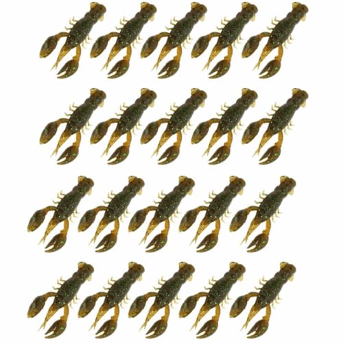 20PCS Soft PVC Fishing Lures 2.2 Inch – Lifelike Crawfish Bait with Artificial Lobster Claw Design, Jig Head Compatible for Bass & Trout Fishing - color: Green