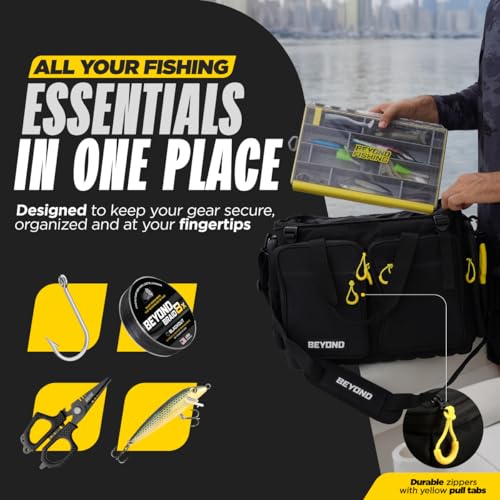 Beyond Fishing Hauler Tackle Bags - Water Resistant With Hard Molded Bottom - Perfect for Fresh Water & Salt Water Fishing Tackle Storage - Holds Tackle Boxes and Fishing Gear - size: b - Large