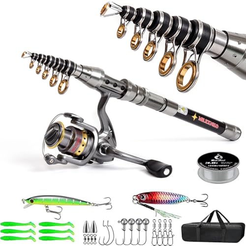 Telescopic Fishing Rod and Reel Combination, 240 Cm Carbon Fiber Rod, Adult Foldable Fishing Rod Suitable for Freshwater and Salt Water - color: Black And Silver