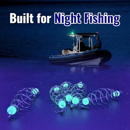 30PCS Fishing Bait Cage Luminous Chum Basket Rig with Spring Feeder Bait Holder Rig for Carp, Mullet, Dough, Chicken Liver, Pack Bait – Glow in Dark Freshwater Fishing Tackle Accessories
