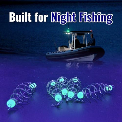 30PCS Fishing Bait Cage Luminous Chum Basket Rig with Spring Feeder Bait Holder Rig for Carp, Mullet, Dough, Chicken Liver, Pack Bait – Glow in Dark Freshwater Fishing Tackle Accessories