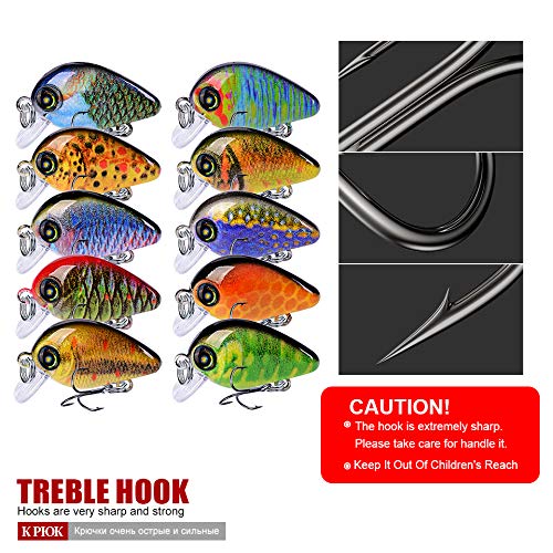 Mini Crankbait Fishing Lures Kits Swimbait Wobbler Hard Baits for Bass Trout Pike Freshwater and Saltwater 10pc-20pc/pack - color: 10pcs-2.85cm/0.069oz