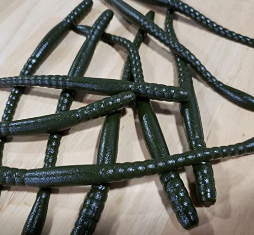 Floating Worm 10 Per Pack 6 Inch Scented Bass, Walleye and More - color: Green Pumpkin