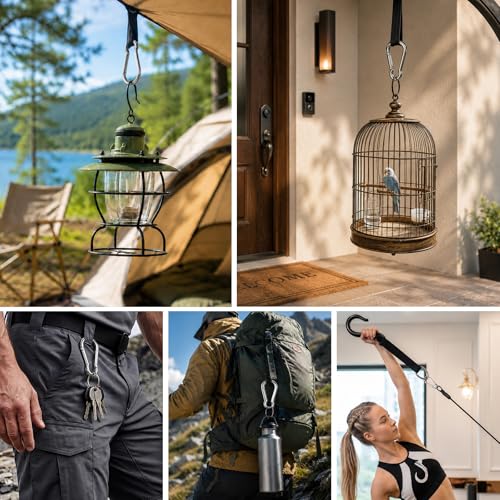 Small Carabiner Clip, 8PCS 1.97 inch 304 Stainless Steel Heavy Duty Carabiners, Metal Spring Snap Hook Clips for Outdoor Travel Camping Fishing Hanging Key Chain - size: M5-1.97'', style: 8PCS