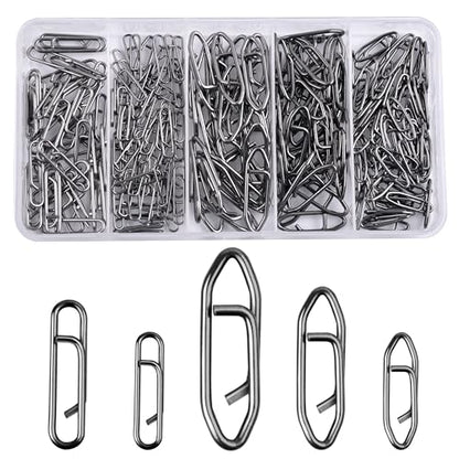 Power Clips Fishing Snaps Set High Strength Stainless Steel Quick Change Connector Swivels Tackle Fish Lure Attachement Freshwater Saltwater - style: 210PCS