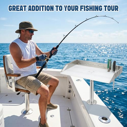 20" Boat Cutting Board, Fishing Filet Table with Tool Holders, CT607 | with Rod, Stainless Steel Ruler, Knife Slots, Plier Storage, Hooks & Cover, for Fishing Boat, Pontoon Boat, Yacht