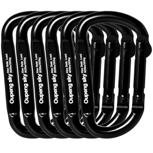 Carabiner Clip - Heavy Duty Carabiners 800lbs-13KN (2922 lbs) Carabeaner D Ring Shape,Key Chain Clip Hook,Keychain Clip,Multipurpose for Camping, Hiking,Backpacking or Other Outdoor Activities. - style: 6PCS 2.5 Inch (800 lbs)