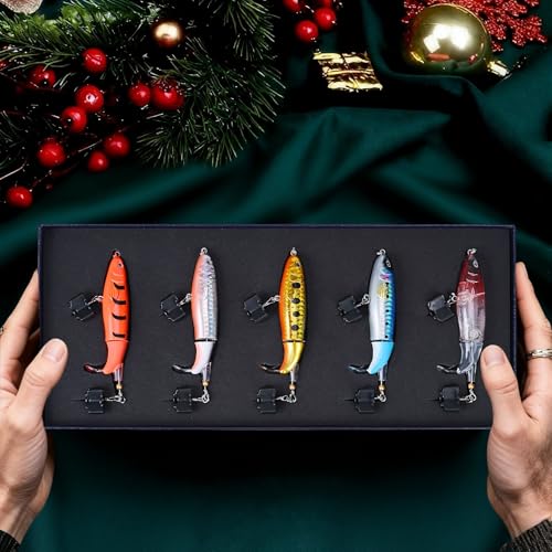 5PCS Glide Bait Fishing Lures Kit, 2026 Surprise Gift for Men & Teen Boys | Fishing Gear for Dad,Bass Fishing Lures Gift Set with Premium Gift Box, Hard & Soft Baits for Bass Trout Pike Salmon - style: 5d