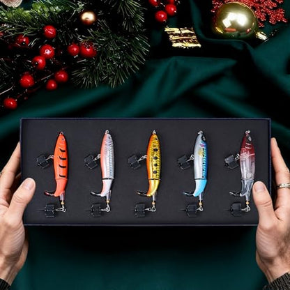 5PCS Glide Bait Fishing Lures Kit, 2026 Surprise Gift for Men & Teen Boys | Fishing Gear for Dad,Bass Fishing Lures Gift Set with Premium Gift Box, Hard & Soft Baits for Bass Trout Pike Salmon - style: 5d