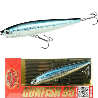 LUCKY CRAFT Gunfish 95NF Top Water Bass Fishing Lures, 4” Floating Lure with Cupped Mouth, Freshwater Trout and Bass Lures Fishing Gear, Accessories for Tackle Box - color: 352 Lens Aurora Black