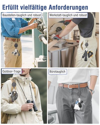 Autonomier 1Pack Heavy Duty Retractable Keychain, Unbreakable Embedded Body with 30.5" Dyneema Cord, Tactical ID Badge Holder Reel Carabiner Clip with Secure Magnetic Closure for Men, Holds 25oz - size: 1 Pack