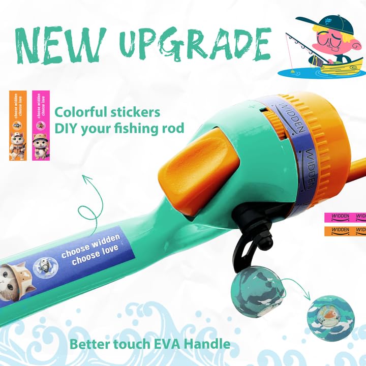 Kids Fishing Pole, Telescopic Fishing Rod, Toddler Collapsible Fishing Rod and Reel Combo with Tackle Box, Fishing Line, Bobber, and Soft Lures for Boy, Girl, Youth, Beginner, Over 4 Years Old - color: Surge Green & Blaze Orange