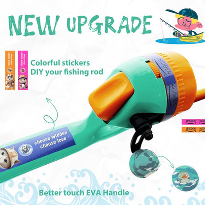 Kids Fishing Pole, Telescopic Fishing Rod, Toddler Collapsible Fishing Rod and Reel Combo with Tackle Box, Fishing Line, Bobber, and Soft Lures for Boy, Girl, Youth, Beginner, Over 4 Years Old - color: Surge Green & Blaze Orange