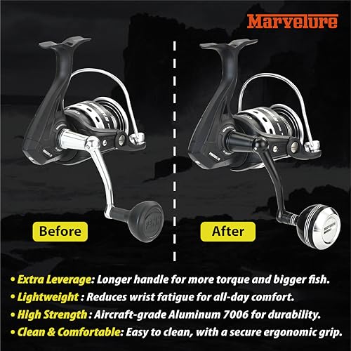 Foldable Power Handle for Penn Pursuit III IV, Battle III IV DX, Conflict I Spinning Fishing Reel Replacement Handle - size: For Pursuit 1000-4000 Thread