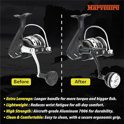 Foldable Power Handle for Penn Pursuit III IV, Battle III IV DX, Conflict I Spinning Fishing Reel Replacement Handle - size: For Pursuit 1000-4000 Thread