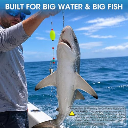 3/6PCS Pre-Tied Fish Finder Rig for Surf Fishing Saltwater Fish Finder Rigs for Shark Bluefish Stripers Bass Surf Fishing Tackle & Gear with 90LB Leader Line, Float, Circle Hook 6/0 8/0 - size: HOOK SIZE: 8/0-6PCS