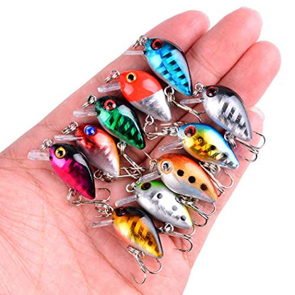 Aorace Fishing Lures Kit Mixed Including Minnow Popper Crank Baits with Hooks for Saltwater Freshwater Trout Bass Salmon Fishing - color: Item-F 84pcs