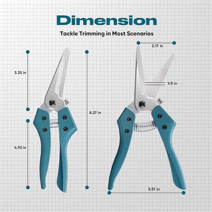 GARTOL 8" Scissors All Purpose Heavy Duty, Ultra sharp Tin Snips with Cable Notch, Finely Serrated Angled-Blades - Industrial Scissors for Carpet, Cardboard, Sheet Metal, Leather, Insulation, Wires - style: HC017