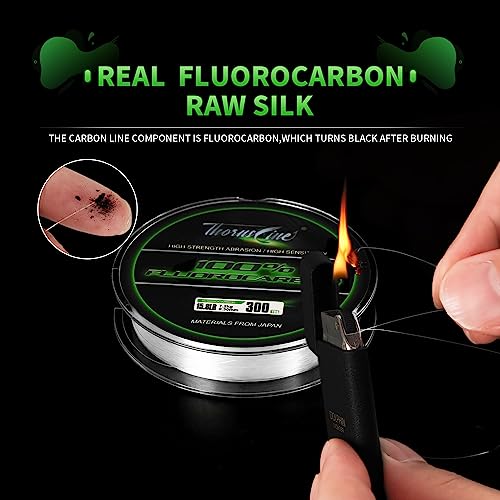 100% Pure Fluorocarbon Fishing Line - Premium Leader Material from Japan - High Strength, Abrasion-Resistant, Fast Sinking - Freshwater and Saltwater Fishing Leader - size: 37LB/0.57mm/300Yds