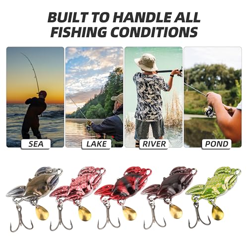 Inline Spinnerbaits for Bass Trout Pike – Premium Spinner Lures with Treble Hooks & Flash Blades for Freshwater & Saltwater Fishing – Durable, Vibrant, and Deadly Effective - style: Crab Jig