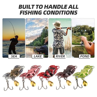 Inline Spinnerbaits for Bass Trout Pike – Premium Spinner Lures with Treble Hooks & Flash Blades for Freshwater & Saltwater Fishing – Durable, Vibrant, and Deadly Effective - style: Crab Jig