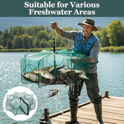 1/2 Pcs Fishing Traps Foldable, Crawfish Trap Minnow Trap Shrimp Net Portable, Crab Fish Traps Cast Nets for Fishing