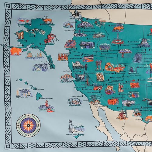 Nomadix Ultralight Towel - Quick Dry & Super Lightweight - Perfect As A Pack Towel to Save On Space - Made with Recycled Materials - National Parks and Monuments Map - 30x54 - color: National Parks and Monuments Map
