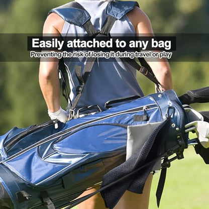Quacc Premium Golf Towel with Carabiner Clip Absorbent Microfiber Waffle Pattern Golf Towel for Cleaning Golf Ball Club Putter Iron for Golf Bag Trolly Belt Loop (Black)