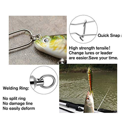 RIKIMARU Fishing Swivels Duo Lock Snap Ball Bearing Stainless Barrel Fast Fishing Lure Swivels High Speed Rotating - size: 7#-150LB-30pcs