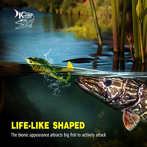 Topwater Frog Lure Bass Trout Fishing Lures Kit Set Realistic Prop Frog Soft Swimbait Floating Bait with Weedless Hooks for Freshwater Saltwater - color: 3-2
