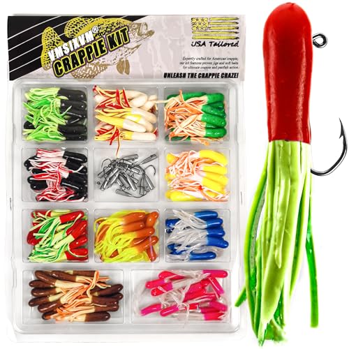 165 Pcs Tube Lures Crappie Lures with Jig Heads Soft Plastic Baits for Bass Fishing, Tube Worms Jigs Hooks Rigs Swimbait for Freshwater Saltwater - color: A1-165 Pcs, Neon Blaze, Green Viper, Hot Pepper, Golden Sunset, Soft Whisper, Bright Fusion, Tropica