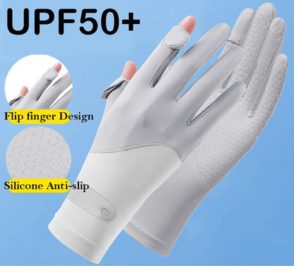 Eohak Women UV Sun Protection Gloves Full Finger Touchscreen Gloves Summer Outdoor Cyling Driving Gloves - color: Gray