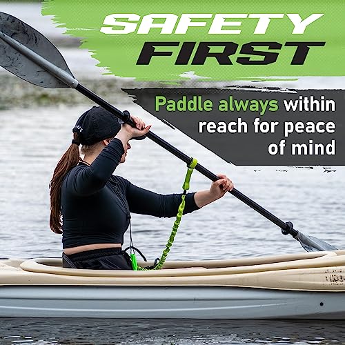 Gradient Fitness 2 Pack Kayak Paddle Leash, 5-8 Feet Stretchable Paddle Strap with Carabiner Secure Leash Lanyard Rope for SUP Kayak Canoe Paddle Fishing Pole Rod - color: Green