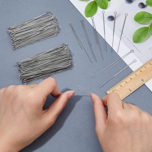 SUPERFINDINGS About 200Pcs 2 Styles Fishing Spinner Shaft 70x0.7~0.8mm Wire Spinner Bait 304 Stainless Steel Fishing Looped Spinner Parts Component Looped Wire Shafts for Fishing Lure Making Supplie