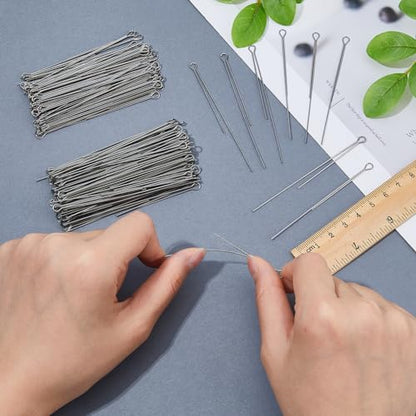 SUPERFINDINGS About 200Pcs 2 Styles Fishing Spinner Shaft 70x0.7~0.8mm Wire Spinner Bait 304 Stainless Steel Fishing Looped Spinner Parts Component Looped Wire Shafts for Fishing Lure Making Supplie