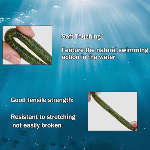 Soft Plastic Worms for Bass Fishing 20pcs FS/RE-09 | Salted ,Soft Plastic ,Fishing Lures ,with Hook Slot ,5.31in ,Saltwater Freshwater ,Bass Baits - color: Color A
